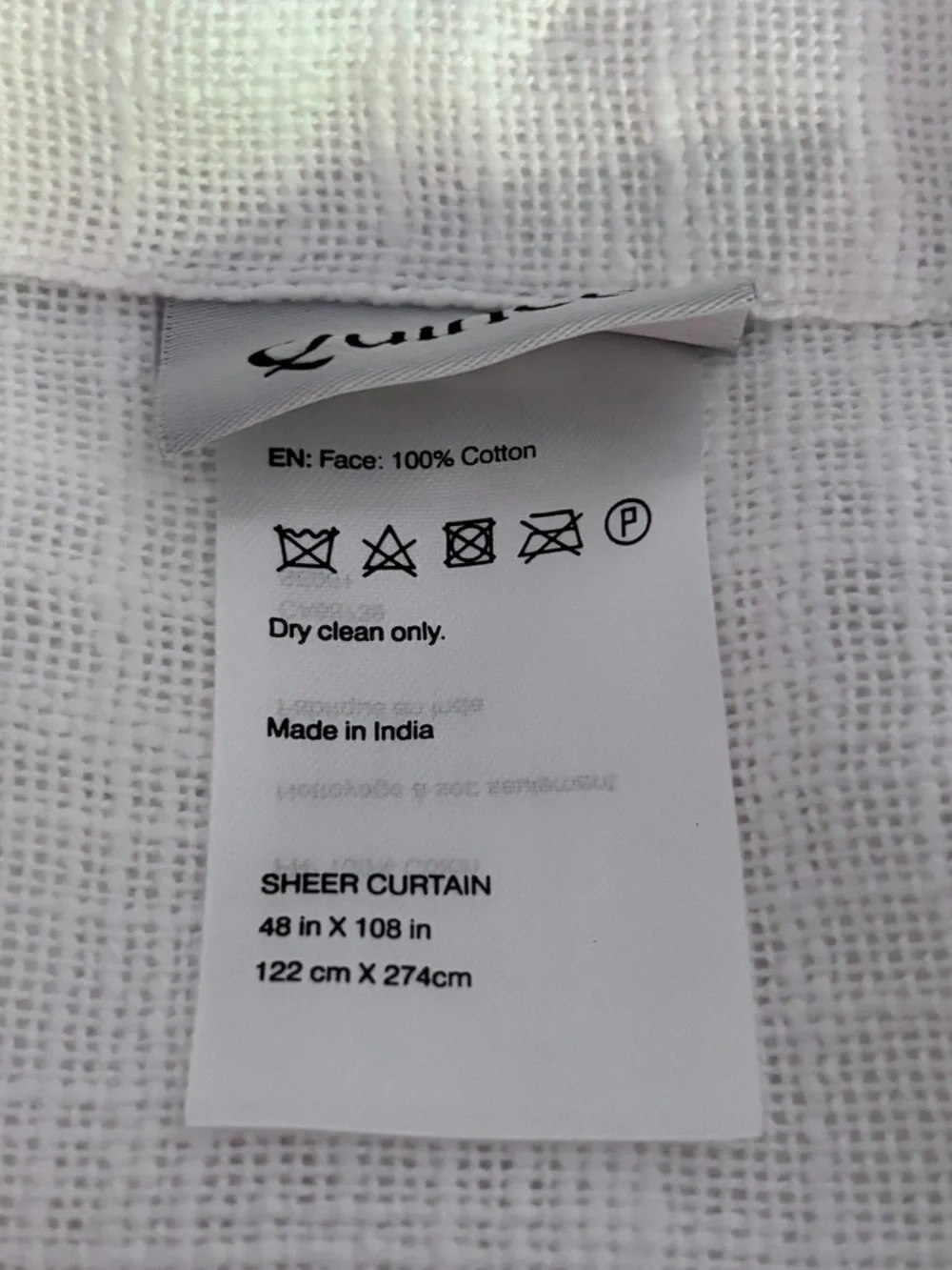 Quince Cotton Sheer Curtain Set White 48x108 Set of 2 Panels